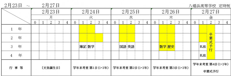 2月23日～（試験なし）